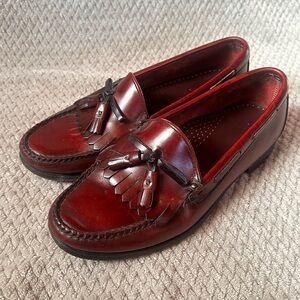 Mens Sebago Leather Tassel Loafers Garnet Red Brown Size 9